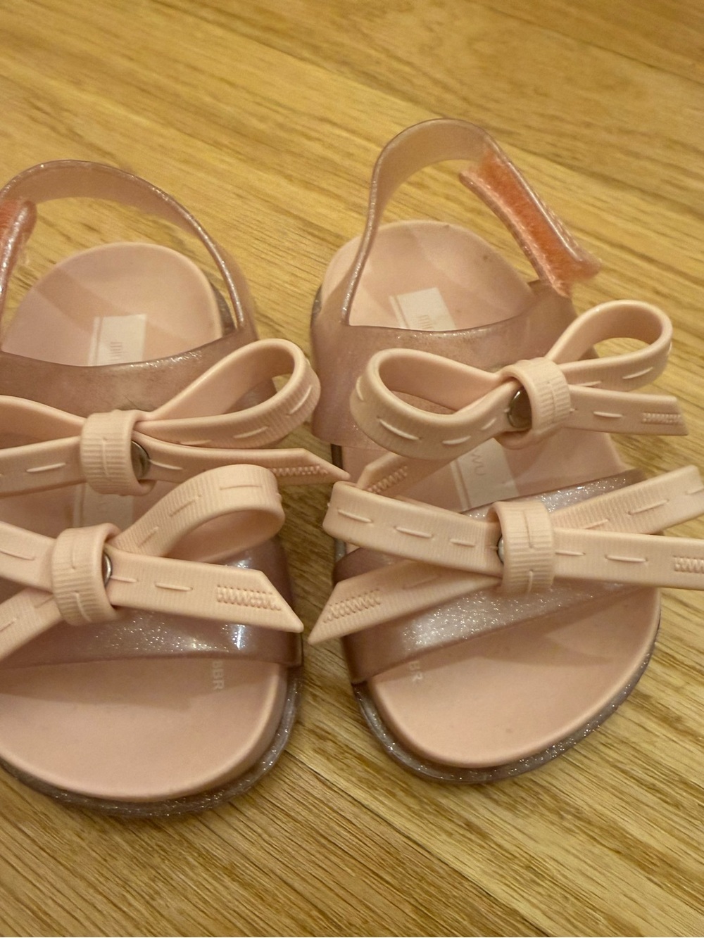 Mini Melissa Pale Pink Bow Jelly Sandals